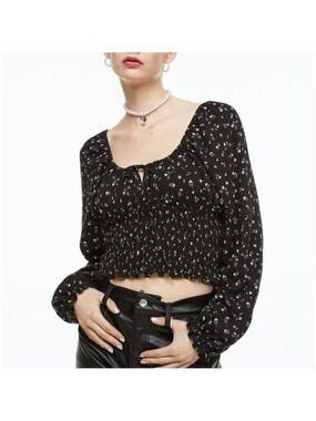 H&M Smocked Floral Blouse XXL